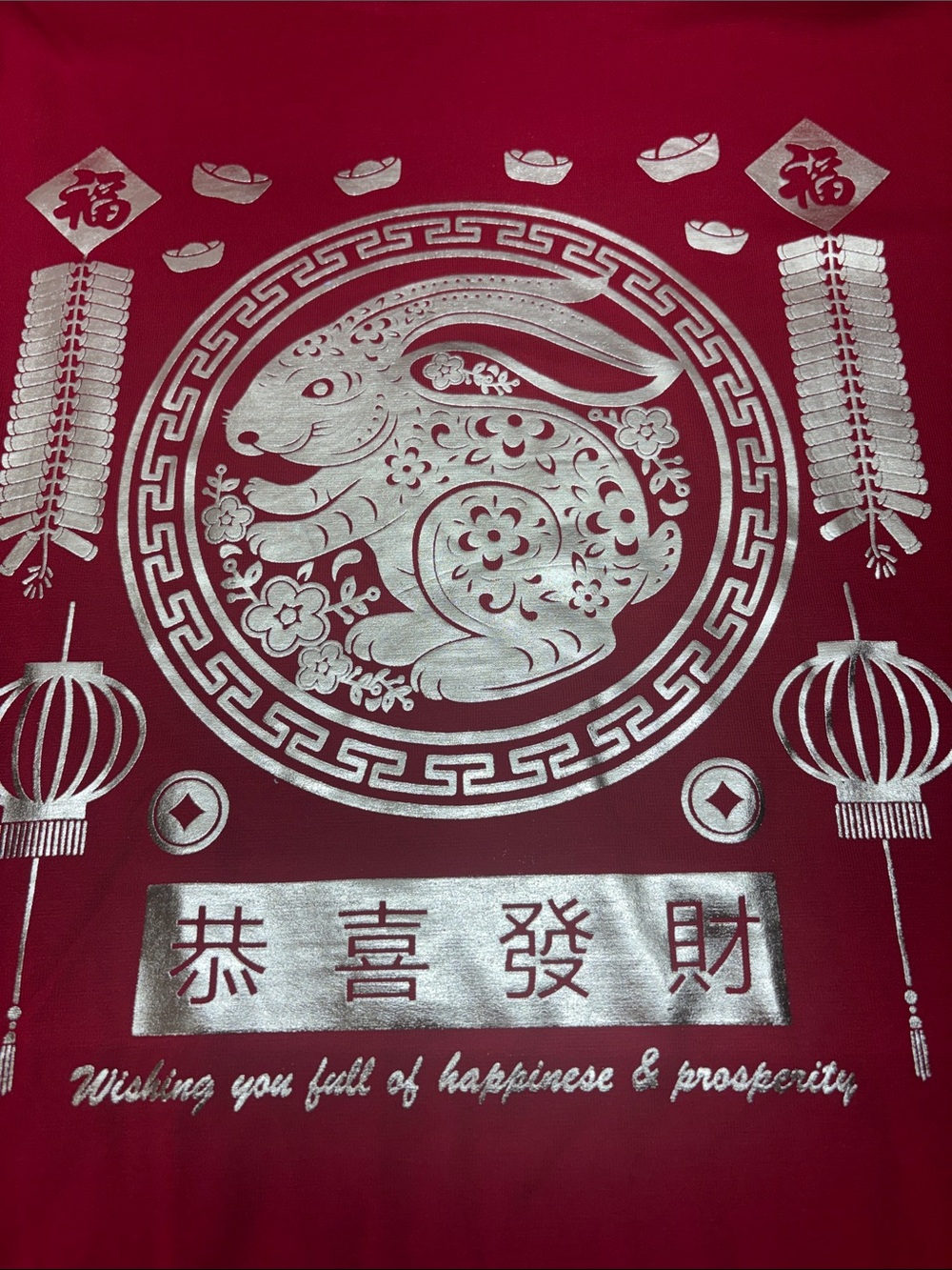 Balle Cavalli Red Tee with Gold Foil Lunar Graphic